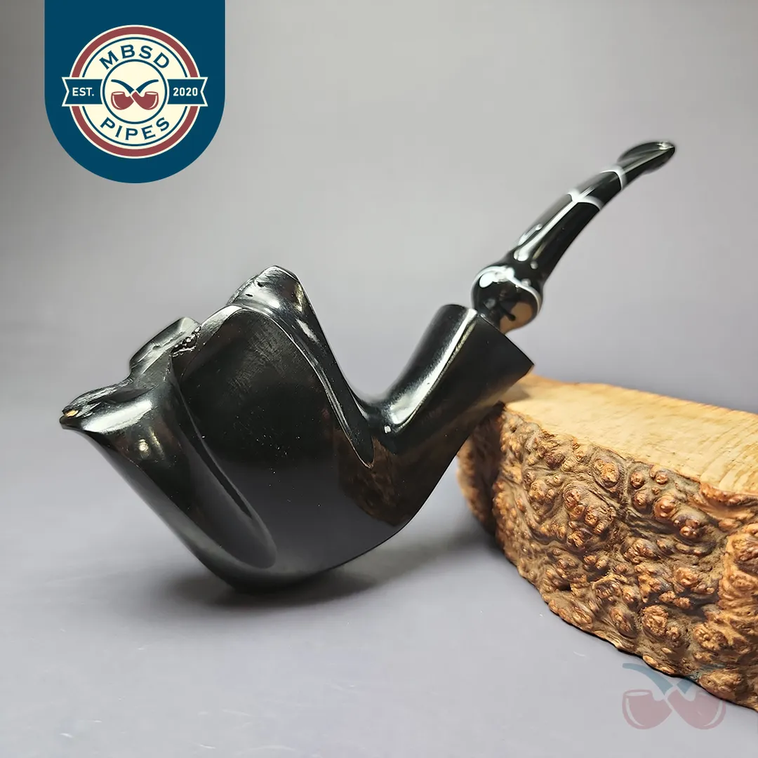 Nording Black Smooth Freehand Estate Briar Pipe, Unsmoked