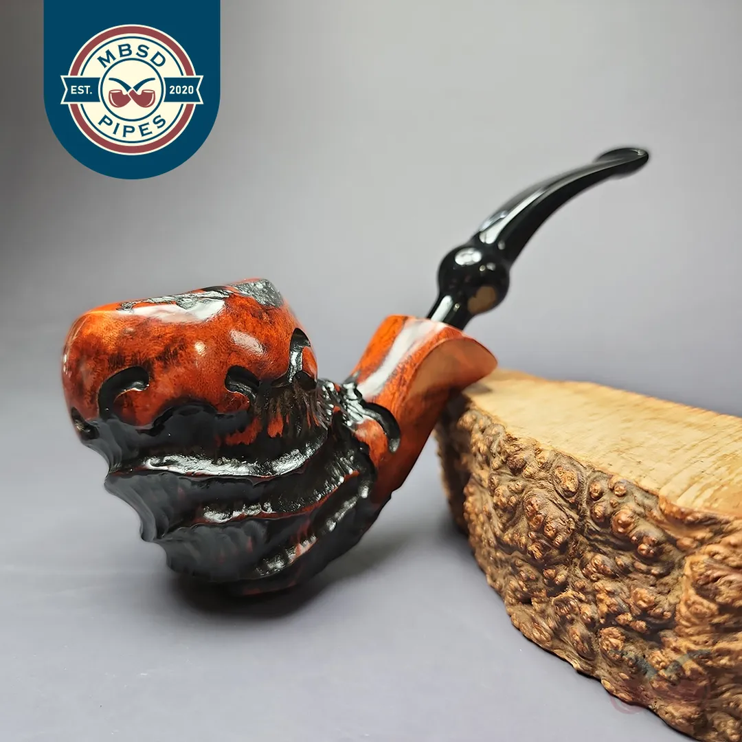 Nording Abstract Partially Rusticated Freehand Estate Briar Pipe, Unsmoked