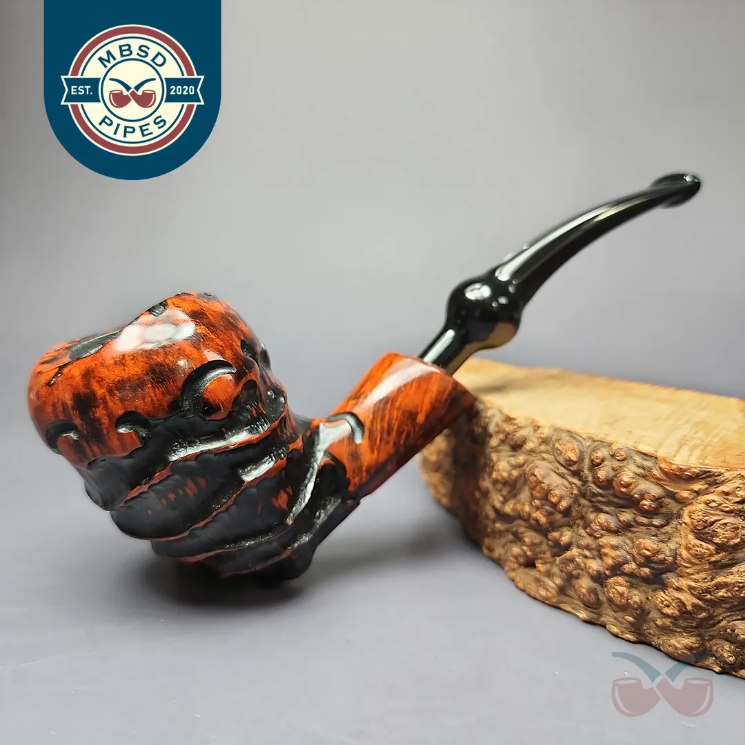 Nording Abstract Partially Rusticated Freehand Estate Briar Pipe, Unsmoked