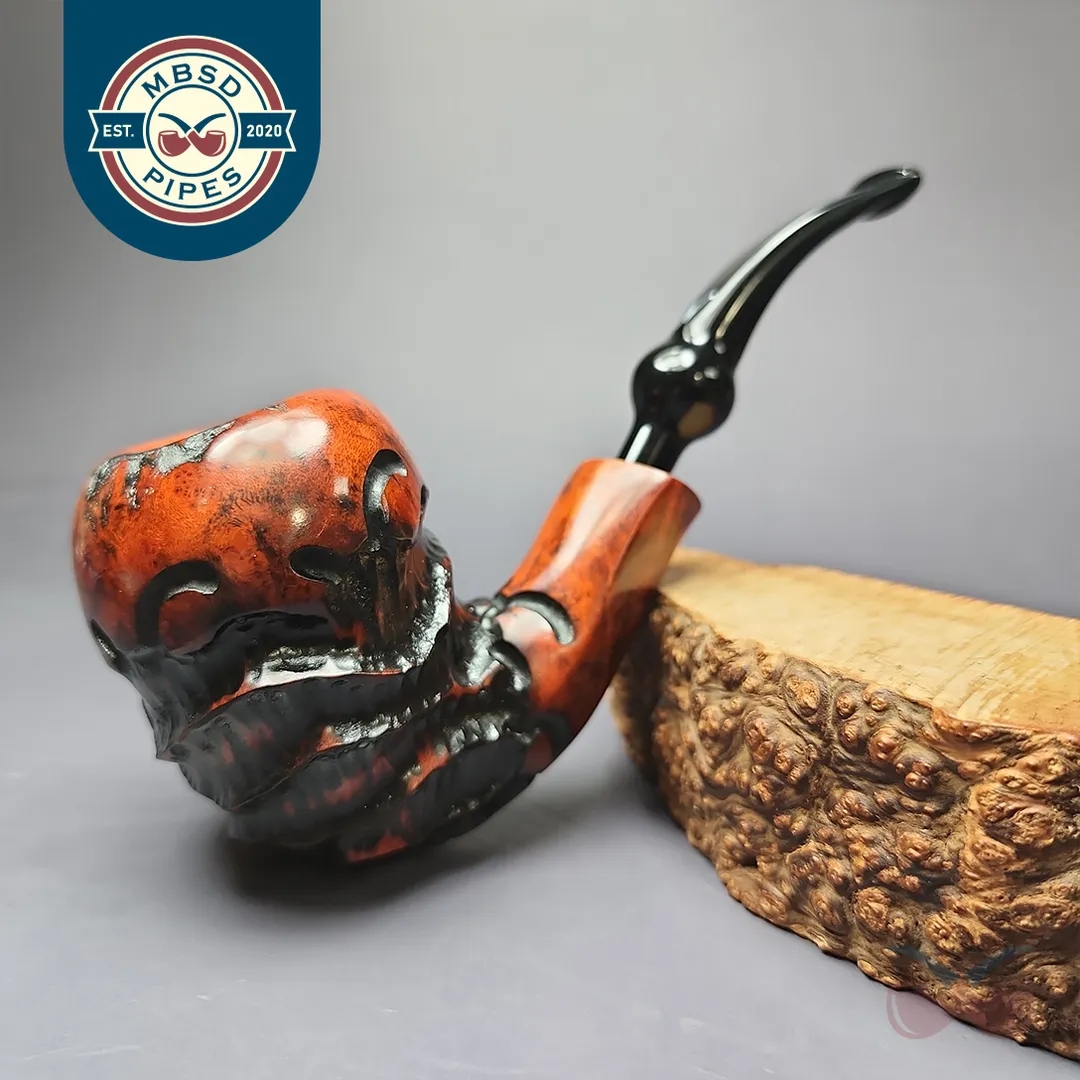 Nording Abstract Partially Rusticated Freehand Estate Briar Pipe, Unsmoked