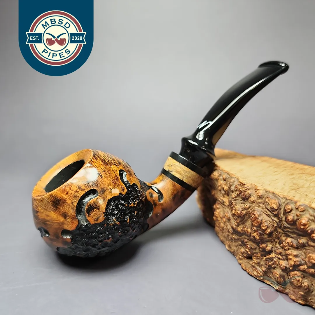 Nording Nose Warmer Part Rusticated Cognac Apple Estate Briar Pipe, Unsmoked