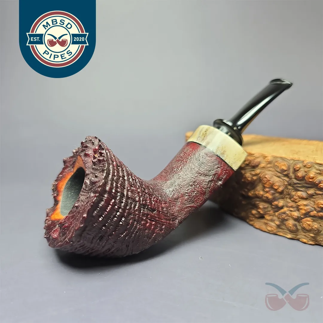 Dirk Heinemann Sandblasted Dublin w/ Fossilized Whale Estate Briar Pipe, Unsmoked