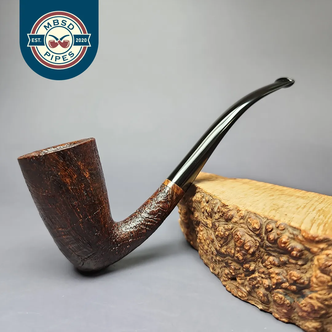 HS Studio Sandblasted "Sven Knudsen" Bent Stack Estate Briar Pipe, Unsmoked