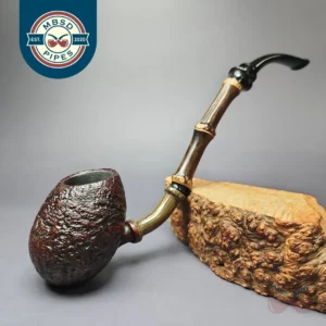 HS Studio Sandblasted Egg Churchwarden w/ Bamboo Estate Briar Pipe, Unsmoked