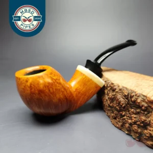 Sebastian Heck Smooth "Ivarsson" Blowfish w/ Bone Handmade Briar Pipe, New