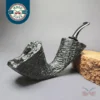 HS Studio Sandblasted Asymmetric Dublin w/ Reverse Calabash Estate Briar Pipe, Unsmoked