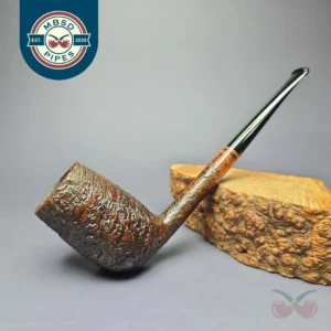 HS Studio Pencil Shank Sandblasted Stack Billiard Estate Briar Pipe, Unsmoked
