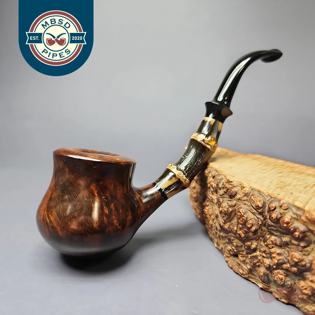HS Studio Smooth “Bo Nordh Pot” w/ Bamboo Estate Briar Pipe, Unsmoked