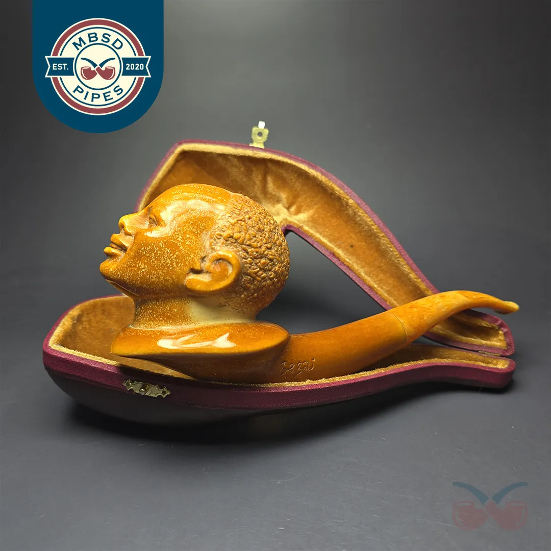 Ural (Sezai) Magnum "Moor" Bust Estate Block Meerschaum Pipe, Turkish Estates