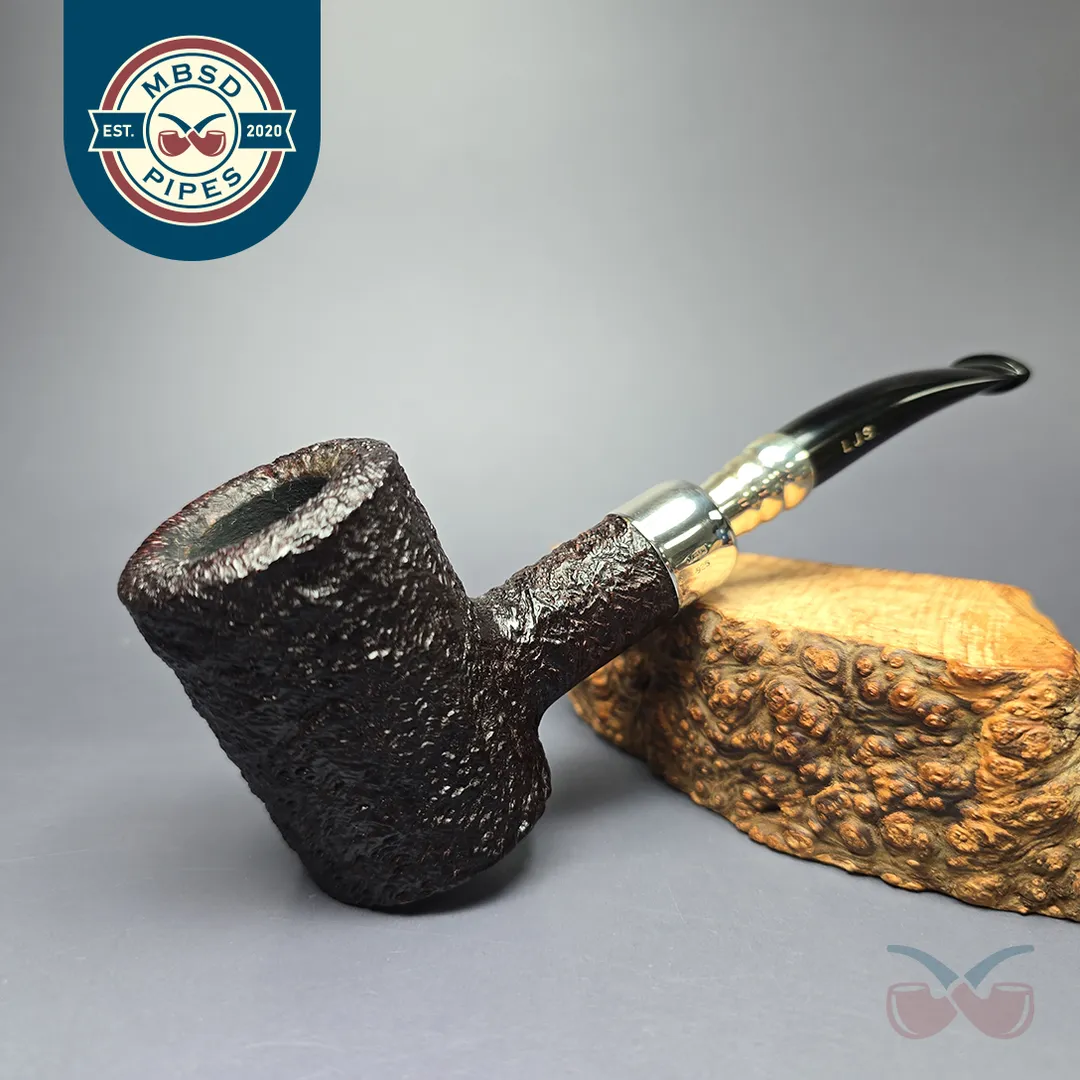 Ferndown Bark * Rusticated Poker w/ Silver Spigot Estate Briar Pipe, English Estates