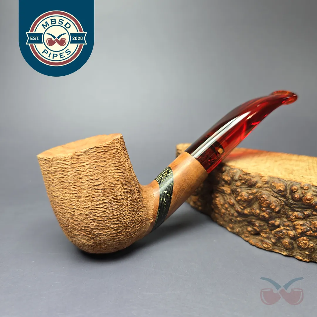 Paronelli Rusticated Bent Billiard w/ Fossilized Oak Estate Briar Pipe, Unsmoked