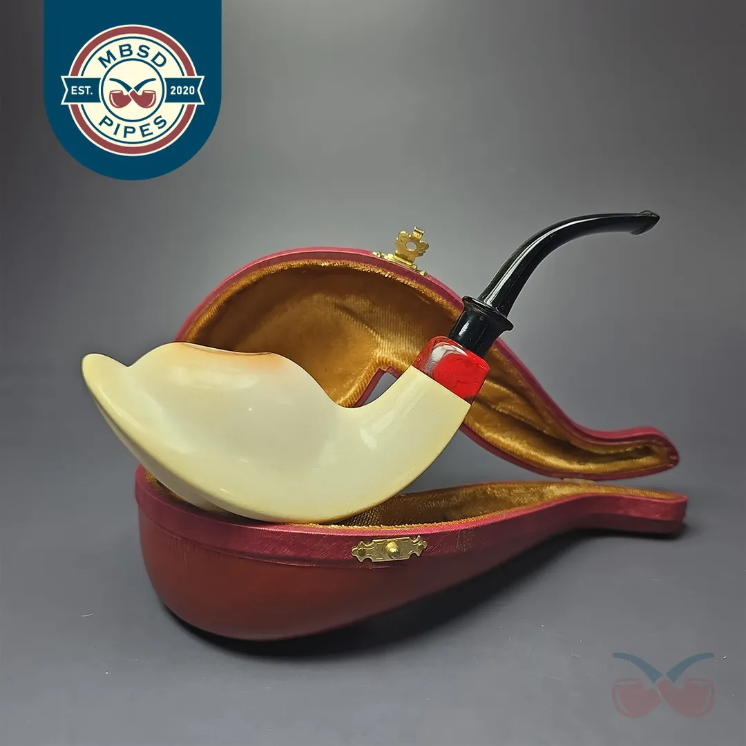 Fikri Baki XL Smooth Whale Estate Block Meerschaum Pipe, Turkish Estates