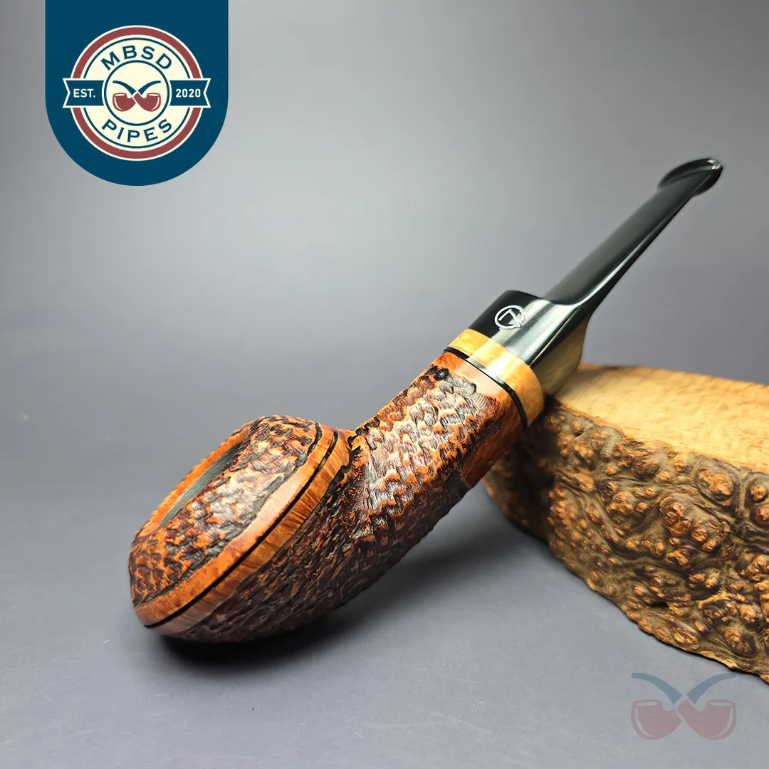Jirsa Rusticated Squat Bulldog Estate Briar Pipe, Unsmoked, 9mm