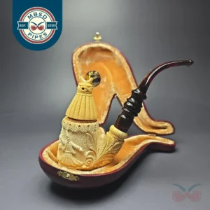 Mesut XL Whirling Dervishes Oom Paul w/ Cap Estate Block Meerschaum Pipe, Turkish Estates