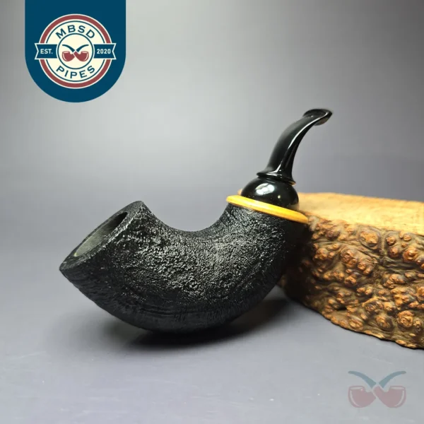 HS Studio Sandblasted Reverse Calabash Nosewarmer Estate Briar Pipe, Unsmoked