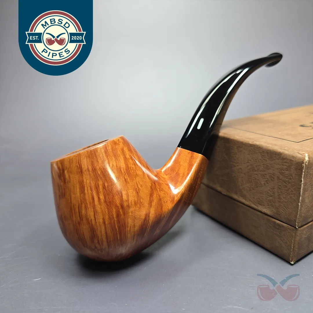 Castello Collection 3K Smooth Diamond Shank Bent Billiard Estate Briar Pipe, Unsmoked