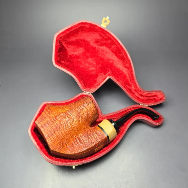 SU Pipes Sandblasted "Fuji" Volcano w/ Boxwood Handmade Briar Pipe, New - Image 2