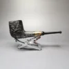 MBSD Briars by Piero Vitale Black Sandblasted Billiard w/ Zebrawood Briar Pipe, New - Image 2