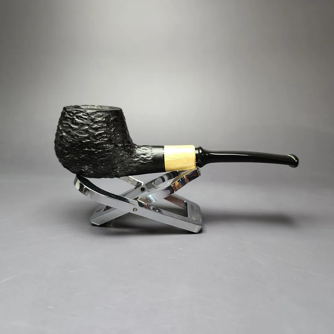 MBSD Briars by Piero Vitale Black Rusticated Author w/ Boxwood Briar Pipe, New - Image 2