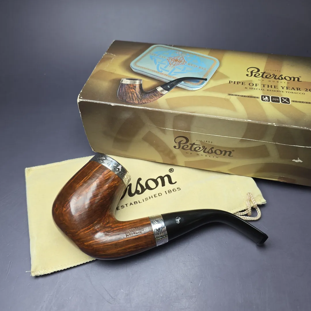 Peterson 2008 Pipe of the Year Smooth Bent Billiard Estate Briar Pipe, Irish Estates - Image 2
