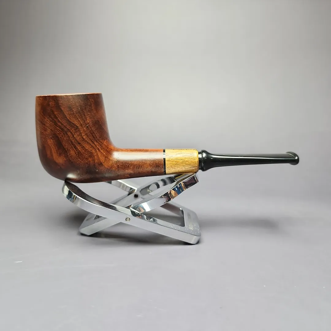 MBSD Briars by Piero Vitale Sienna Contrast Smooth Billiard w/ Zebrawood Briar Pipe, New - Image 2
