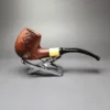 MBSD Briars by Piero Vitale Red Sandblasted Brandy w/ Boxwood Briar Pipe, New - Image 2