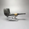 MBSD Briars by Piero Vitale Vintage Sandblasted Billiard w/ Zebrawood Briar Pipe, New - Image 2