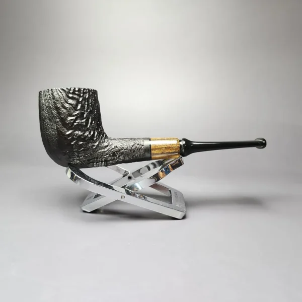 MBSD Briars by Piero Vitale Vintage Sandblasted Billiard w/ Zebrawood Briar Pipe, New - Image 2