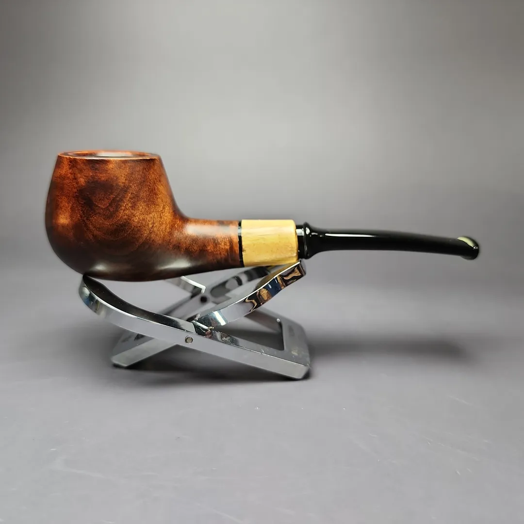 MBSD Briars by Piero Vitale Sienna Contrast Smooth Author w/ Boxwood Briar Pipe, New - Image 2