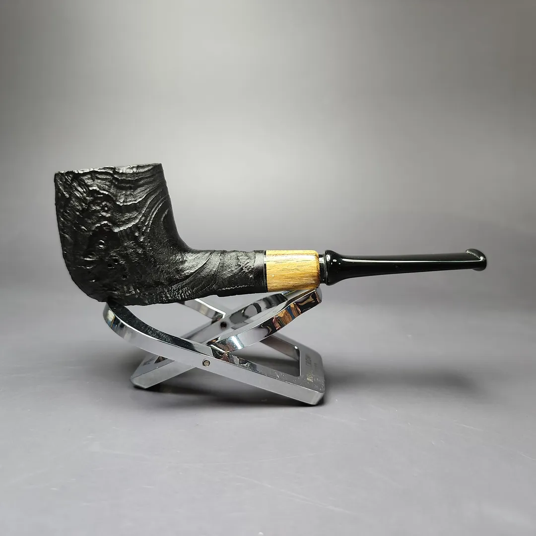 MBSD Briars by Piero Vitale Vintage Sandblasted Billiard w/Zebrawood Briar Pipe, New - Image 2