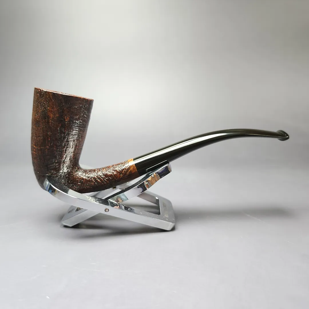 HS Studio Sandblasted "Sven Knudsen" Bent Stack Estate Briar Pipe, Unsmoked - Image 2