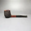 James Upshall Bark Partially Rusticated Panel Shank Billiard Estate Briar Pipe, Unsmoked - Image 2