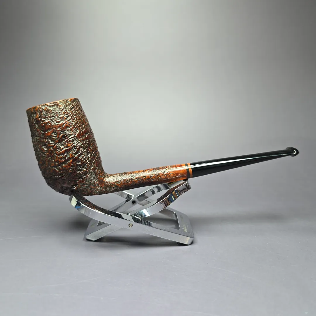 HS Studio Pencil Shank Sandblasted Stack Billiard Estate Briar Pipe, Unsmoked - Image 2