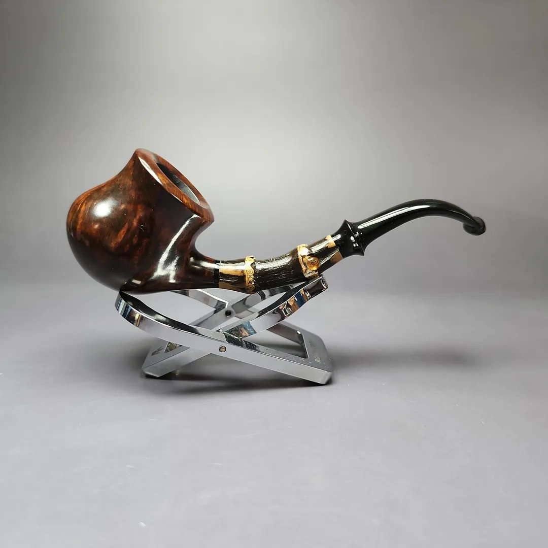 HS Studio Smooth “Bo Nordh Pot” w/ Bamboo Estate Briar Pipe, Unsmoked - Image 2