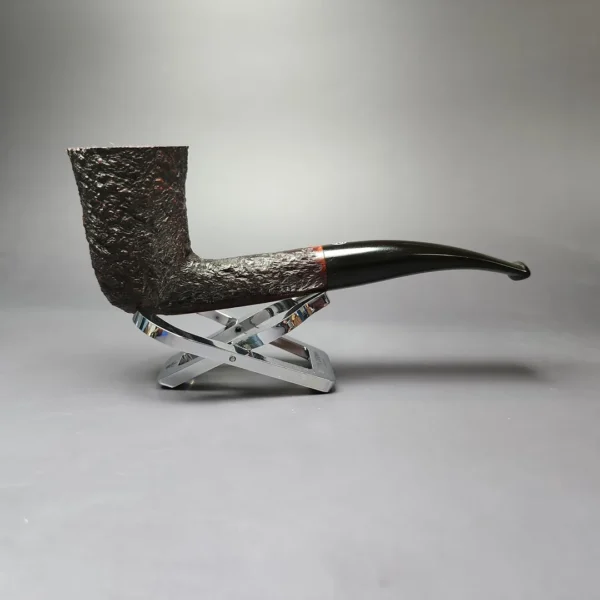 James Upshall Bark Group 6 Partially Rusticated Stack Estate Briar Pipe, Unsmoked - Image 2