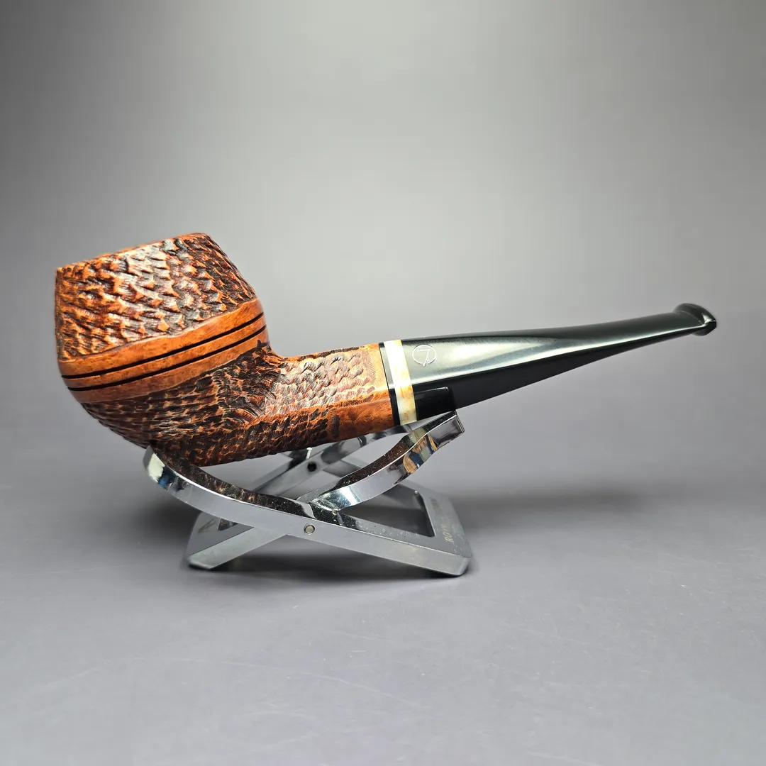 Jirsa Rusticated Bulldog Estate Briar Pipe, Unsmoked, 9mm - Image 2