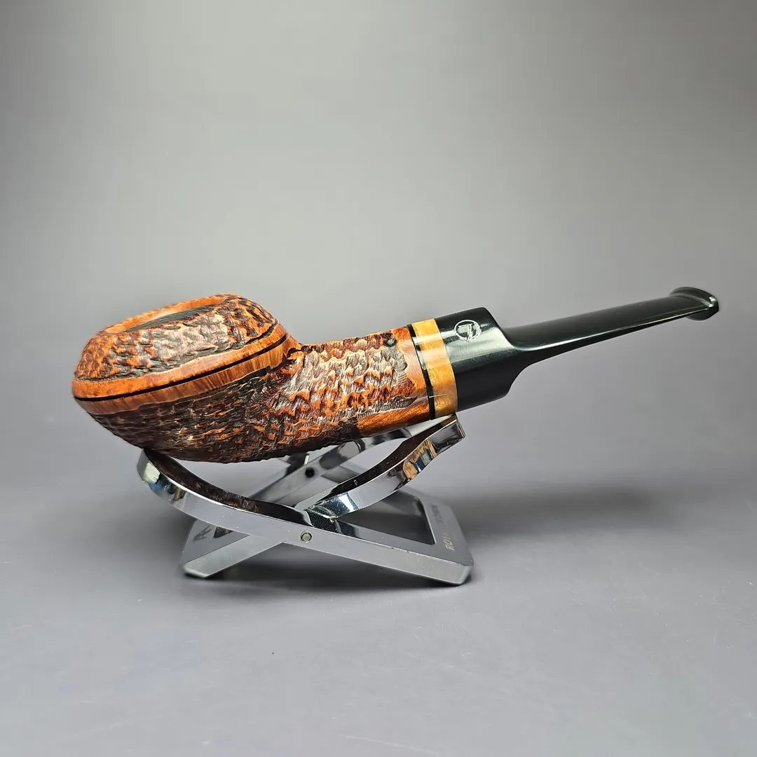 Jirsa Rusticated Squat Bulldog Estate Briar Pipe, Unsmoked, 9mm - Image 2