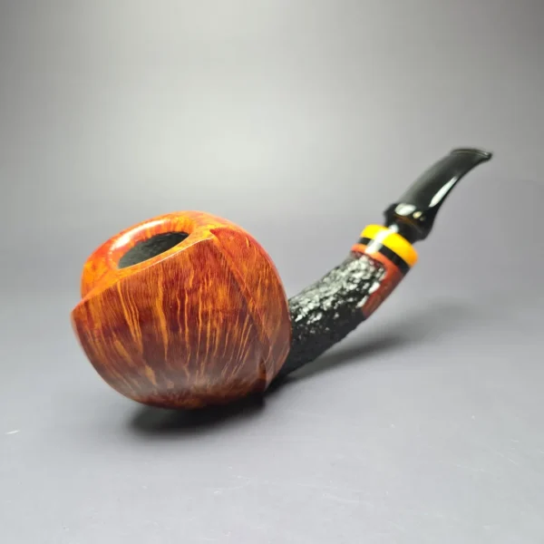 Poul Winslow E Partially Rusticated Blowfish Estate Briar Pipe,  Unsmoked, 9mm - Image 2