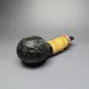 HS Studio Sandblasted Reverse Calabash Apple w/ Buddha Bamboo Estate Briar Pipe, Unsmoked - Image 2