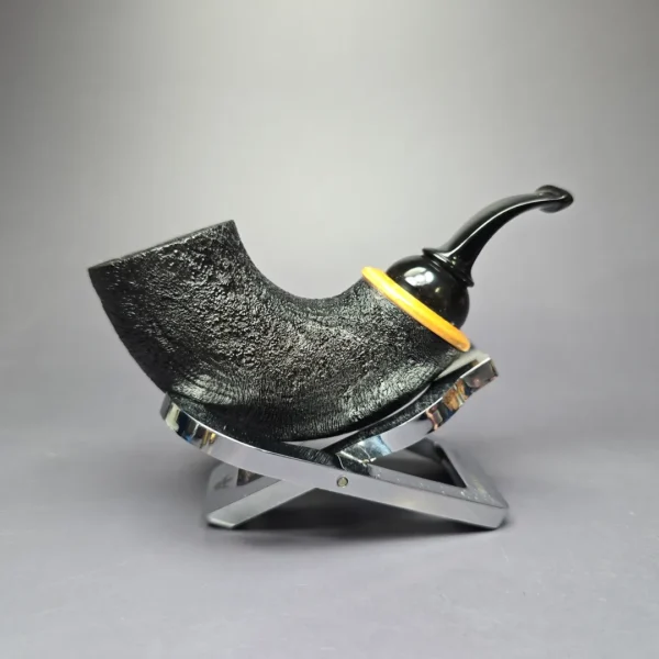 HS Studio Sandblasted Reverse Calabash Nosewarmer Estate Briar Pipe, Unsmoked - Image 2