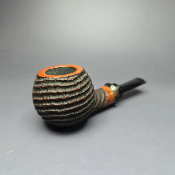 G Pipes Rusticated Danish Apple w/ Horn Handmade Briar Pipe, New - Image 2