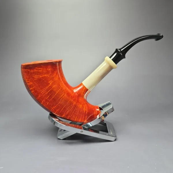 SU Pipes Smooth Pickaxe w/ Oxhorn Handmade Briar Pipe, New - Image 3