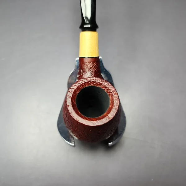 MBSD Briars by Piero Vitale Red Sandblasted Brandy w/ Boxwood Briar Pipe, New - Image 3