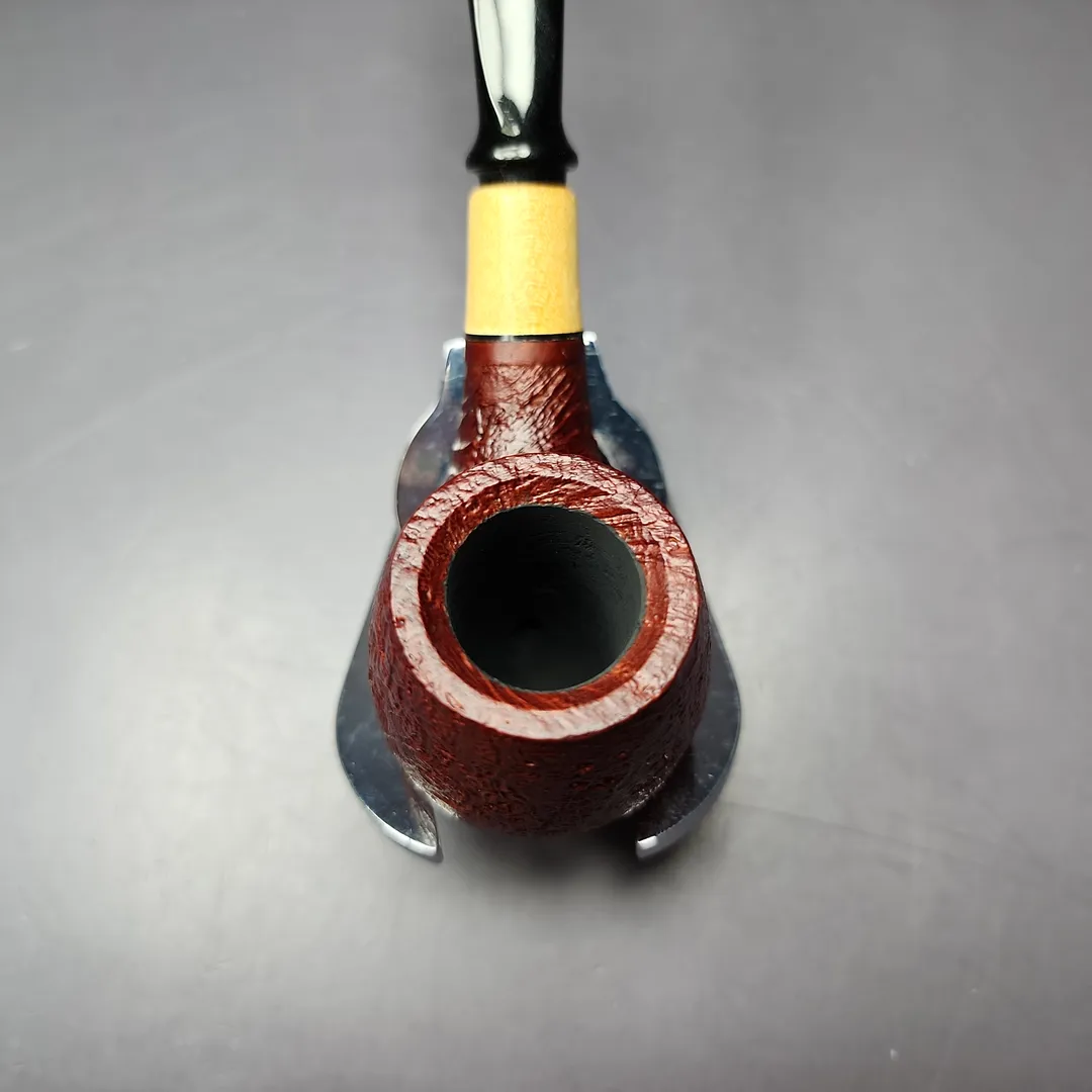 MBSD Briars by Piero Vitale Red Sandblasted Brandy w/ Boxwood Briar Pipe, New - Image 3