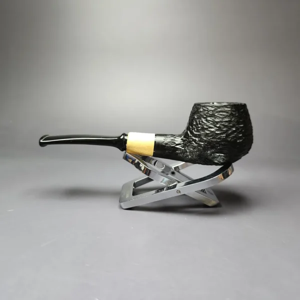 MBSD Briars by Piero Vitale Black Rusticated Author w/ Boxwood Briar Pipe, New - Image 3