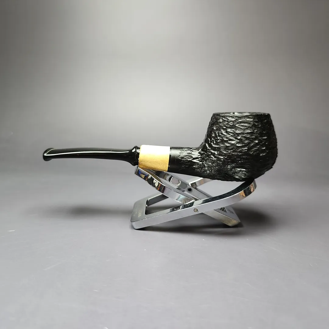 MBSD Briars by Piero Vitale Black Rusticated Author w/ Boxwood Briar Pipe, New - Image 3