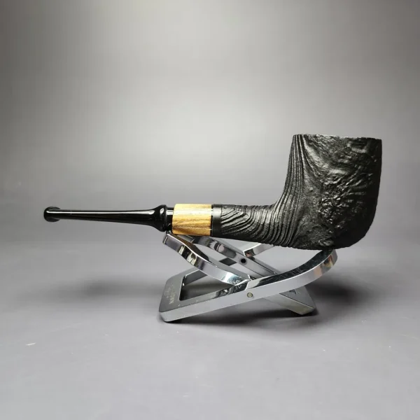 MBSD Briars by Piero Vitale Vintage Sandblasted Billiard w/Olivewood Briar Pipe, New - Image 3