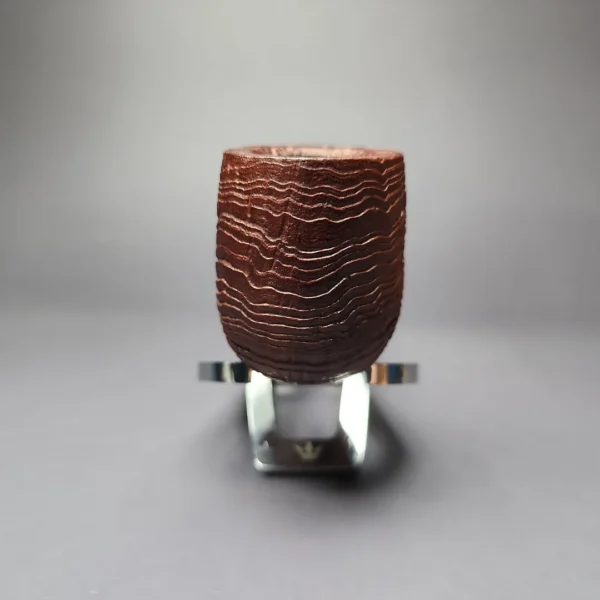 MBSD Briars by Piero Vitale Red Sandblasted Billiard w/ Zebrawood Briar Pipe, New - Image 3