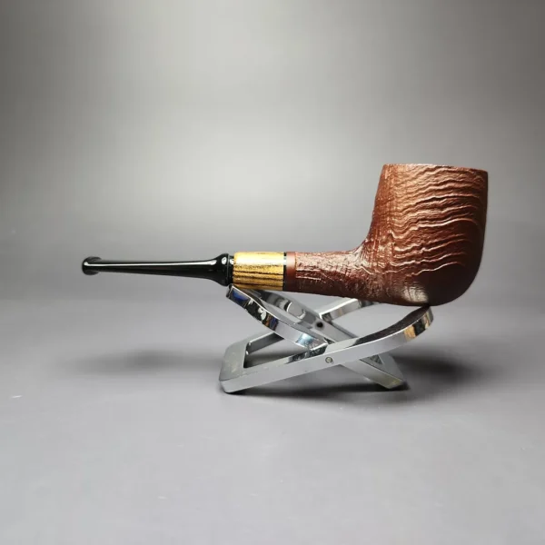 MBSD Briars by Piero Vitale Vintage Sandblasted Billiard w/ Zebrawood Briar Pipe, New - Image 3