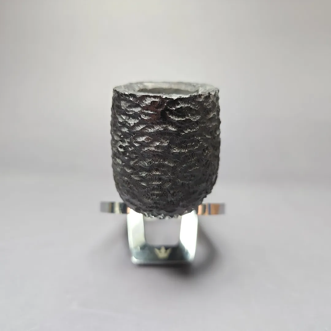 MBSD Briars by Piero Vitale Black Rusticated Billiard w/ Boxwood Briar Pipe, New - Image 3